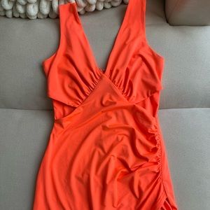 SUPERDOWN Clare cut out dress in neon orange. Size xs. Mini dress.